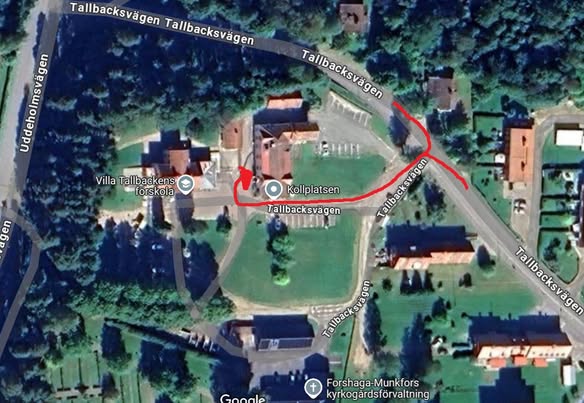 Karta som visar Tallbacksvägen 2C